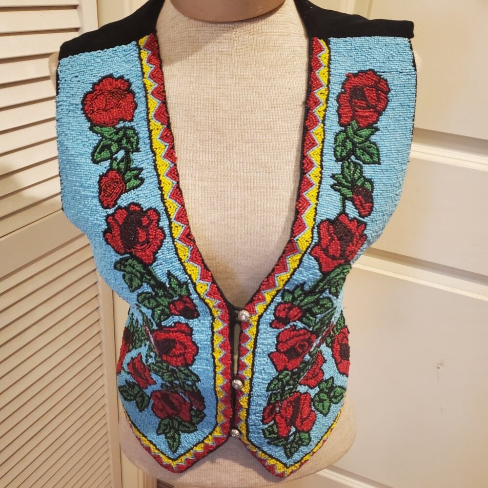 Beaded/velvet vest